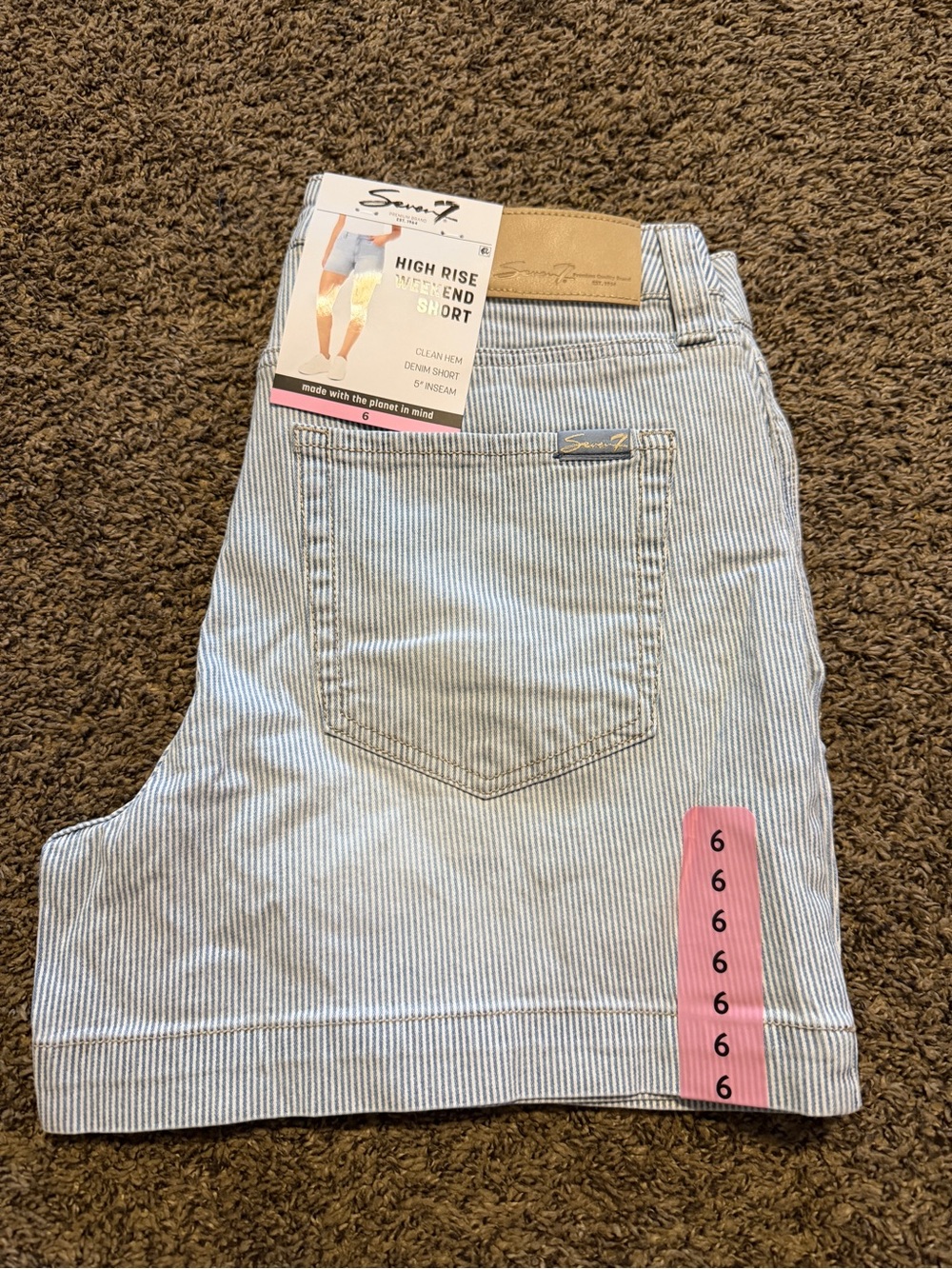 Seven7 High Rise Weekend Short - Light Blue Stripe - ladies